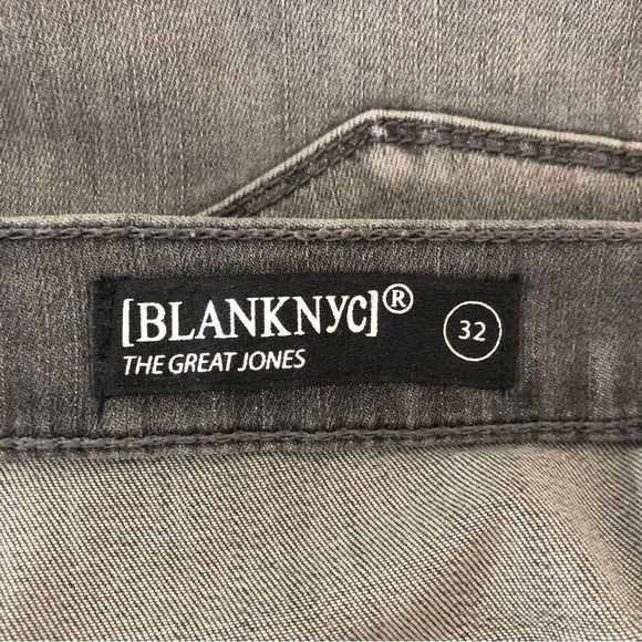 BLANK NYC The Great Jones Distressed High Rise Grey Scissor Cut Hem Skinny Jean - Picture 12 of 13